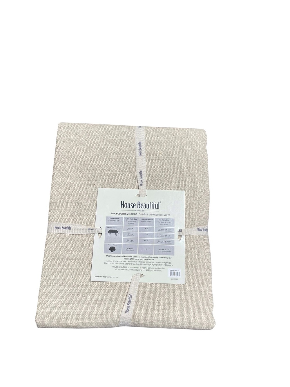 House Beautiful Essentials Tablecloth 60” x 120” Neutral Flax Color NWT - Picture 3 of 6
